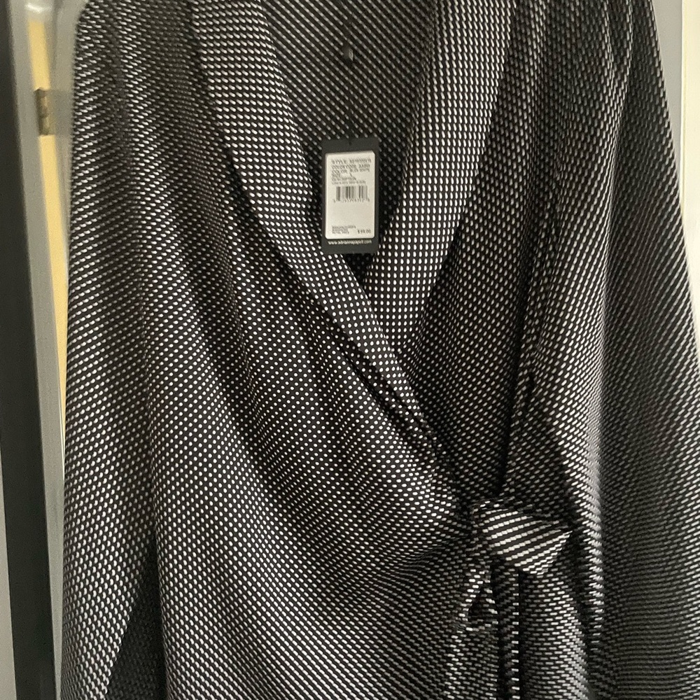 Adrianna Papell Black and White Polka Dot Wrap Blouse